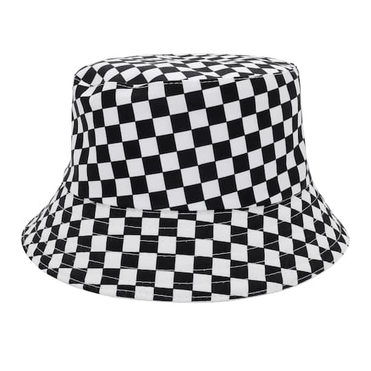 Black &#x26; White Check Bucket Hat by Creatology&#x2122;